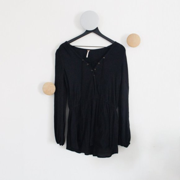 Free People Black Coverup with tassels Size Small Petite ( S / P ) - Picture 2 of 8